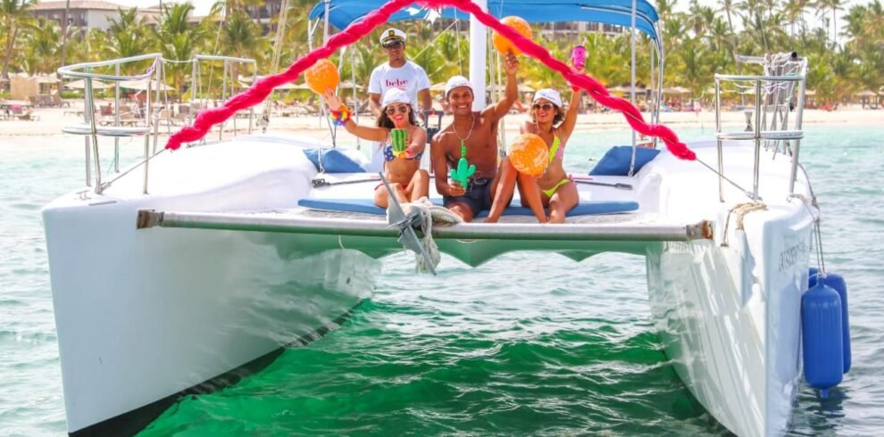 Bebe Catamaran sailing through turquoise Punta Cana waters!